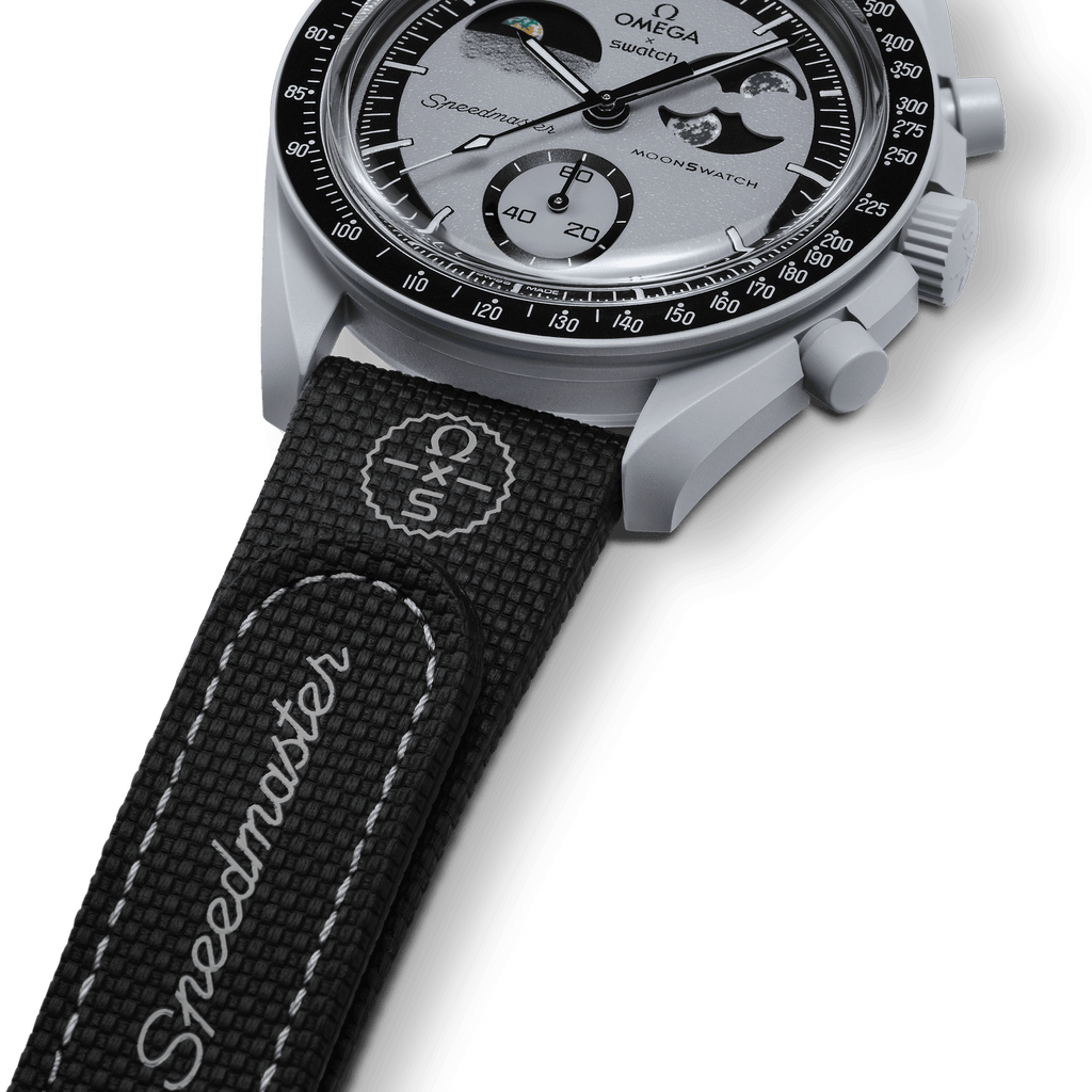 Premium Bioceramic MoonSwatch Collection Black/Grey Rubber Watch Strap Replacement