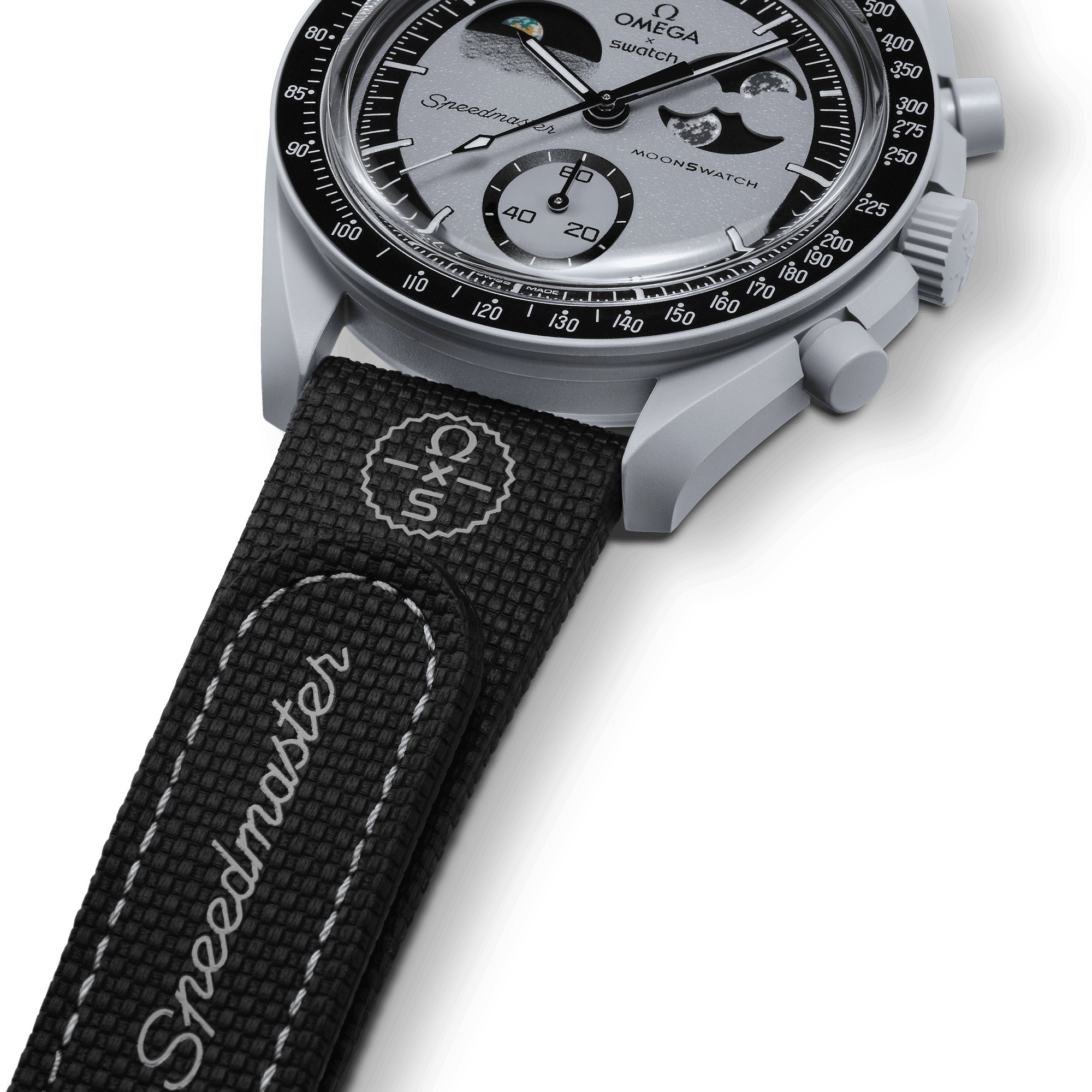 Premium Bioceramic MoonSwatch Collection Black/Grey Rubber Watch Strap Replacement