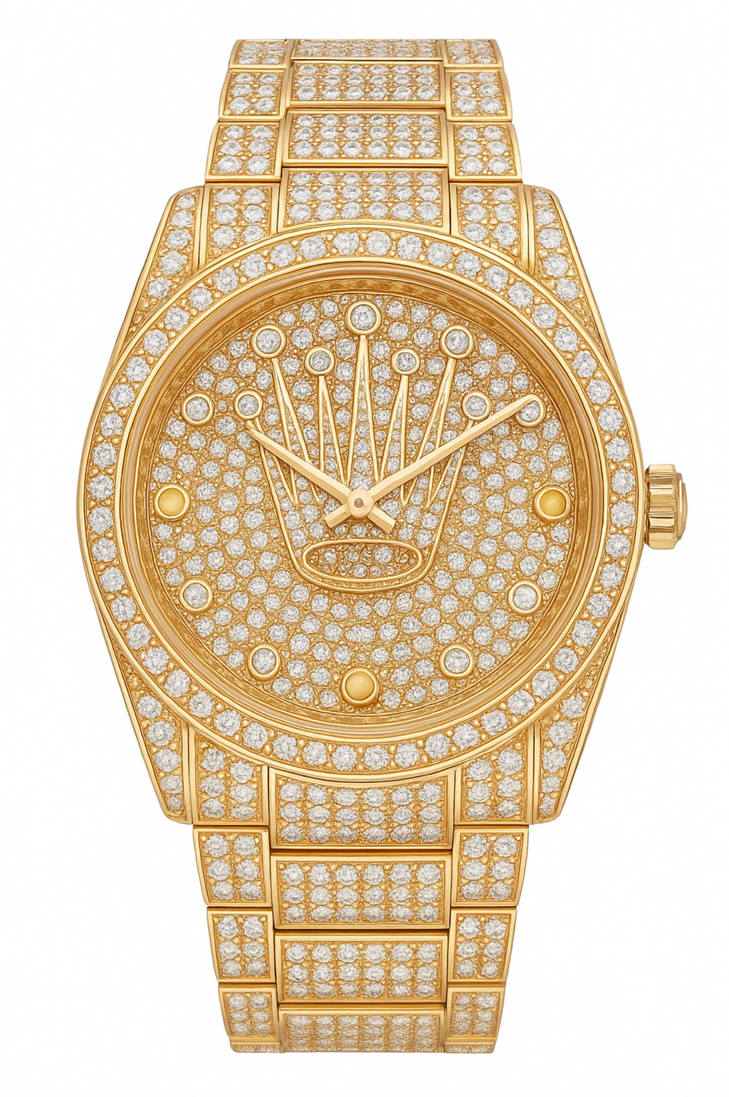 Safisha Men's Luxury Diamond Plated Rose Gold Rotating Dial Water-Resistant Watch