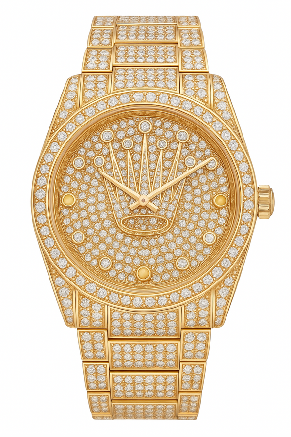 Safisha Men's Luxury Diamond Plated Rose Gold Rotating Dial Water-Resistant Watch