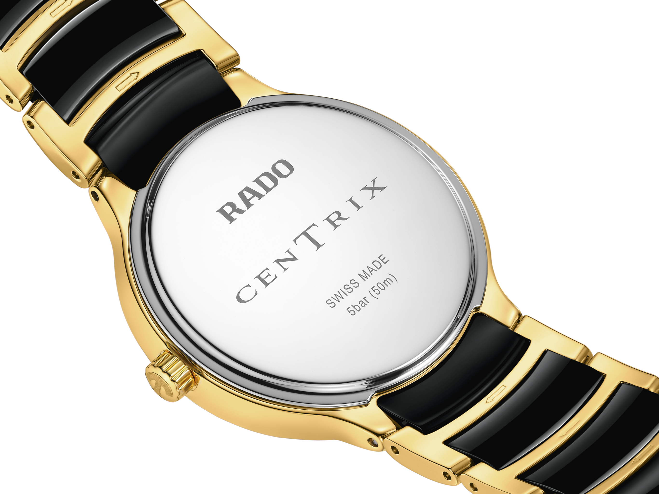 Rado Centrix Diamonds Women's Quartz Watch, Gold PVD, Black Ceramic Bracelet