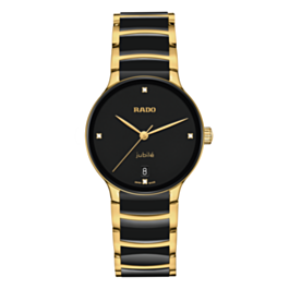 Rado Centrix Diamonds Women's Quartz Watch, Gold PVD, Black Ceramic Bracelet
