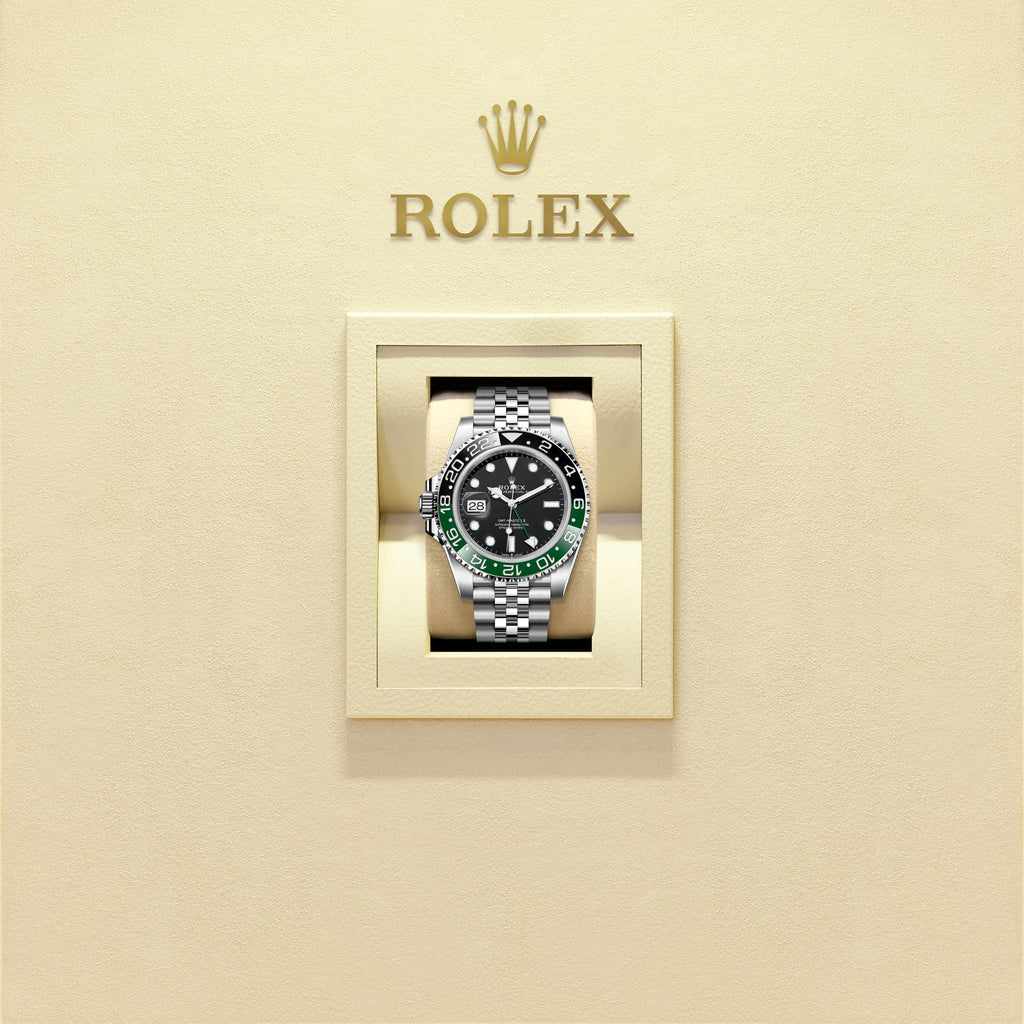 Rolex GMT-Master II Oystersteel Green Black Ceramic Bezel Travel Watch