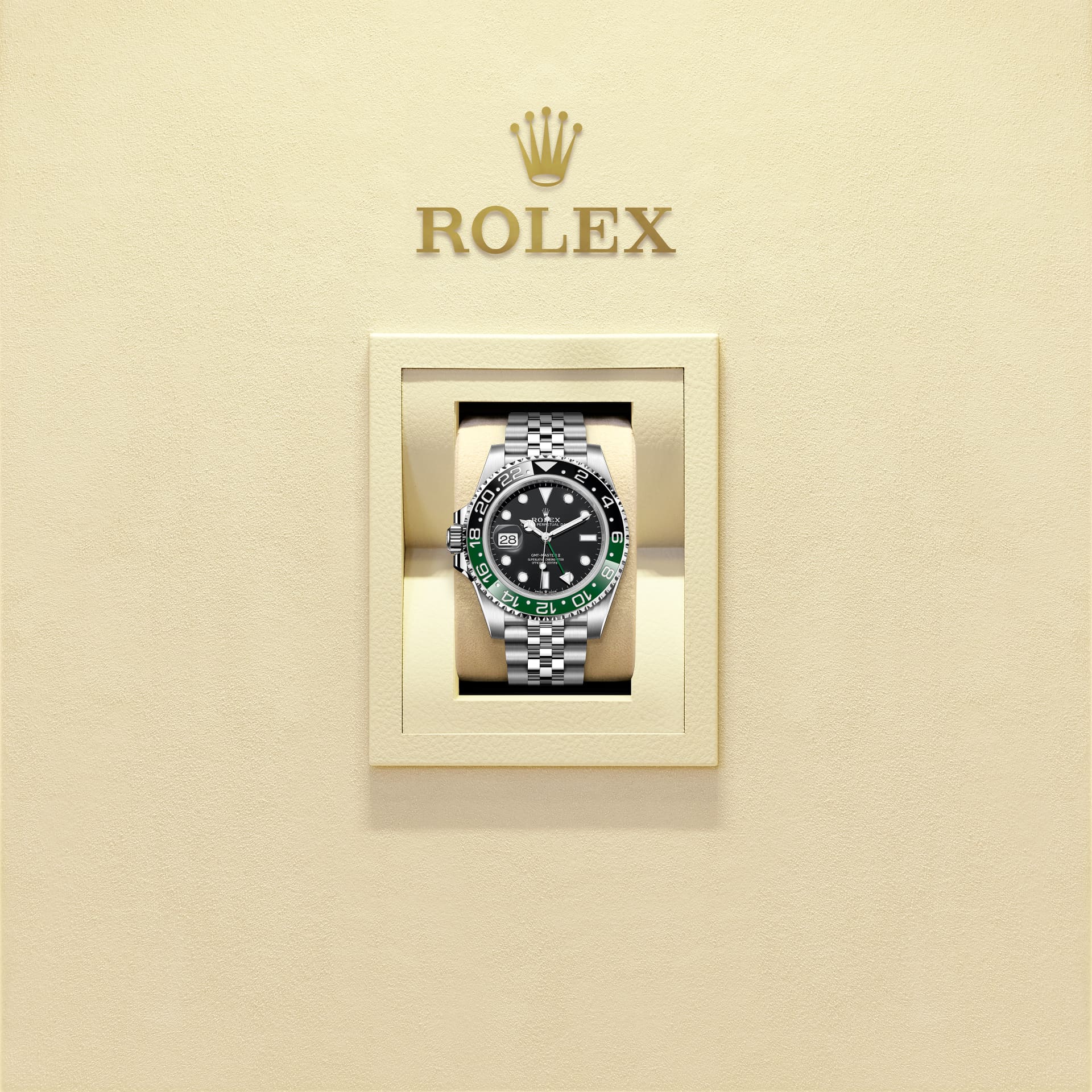 Rolex GMT-Master II Oystersteel Green Black Ceramic Bezel Travel Watch