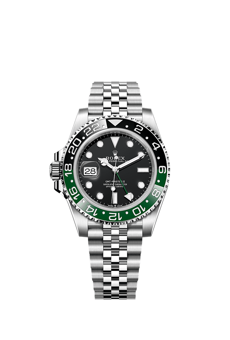 Rolex GMT-Master II Oystersteel Green Black Ceramic Bezel Travel Watch